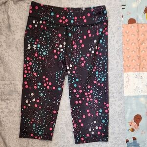 Under Armour Kids' Black Capris with Pink, Blue, and White Dots